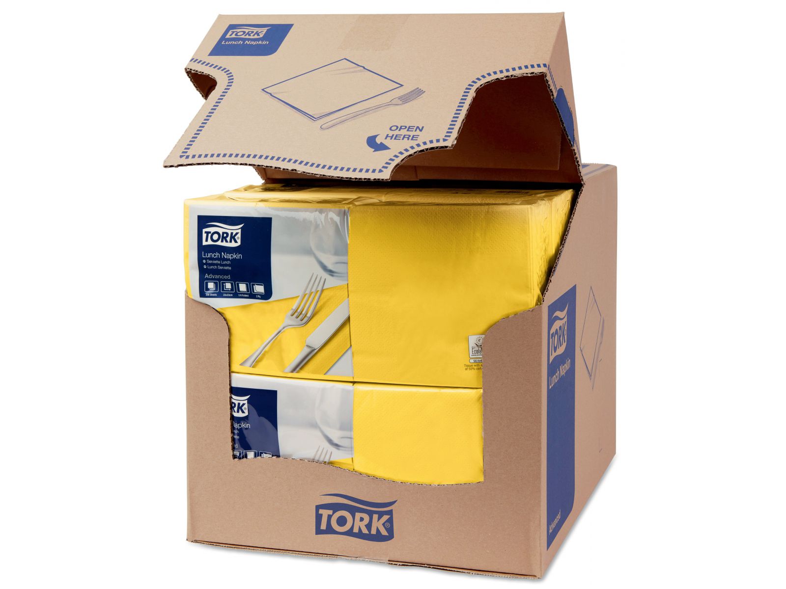 Serwetki Tork 33x33 477841 Ż&oacute;łta Karton 2000 serwetek (10 x 200) Składana 1/4
